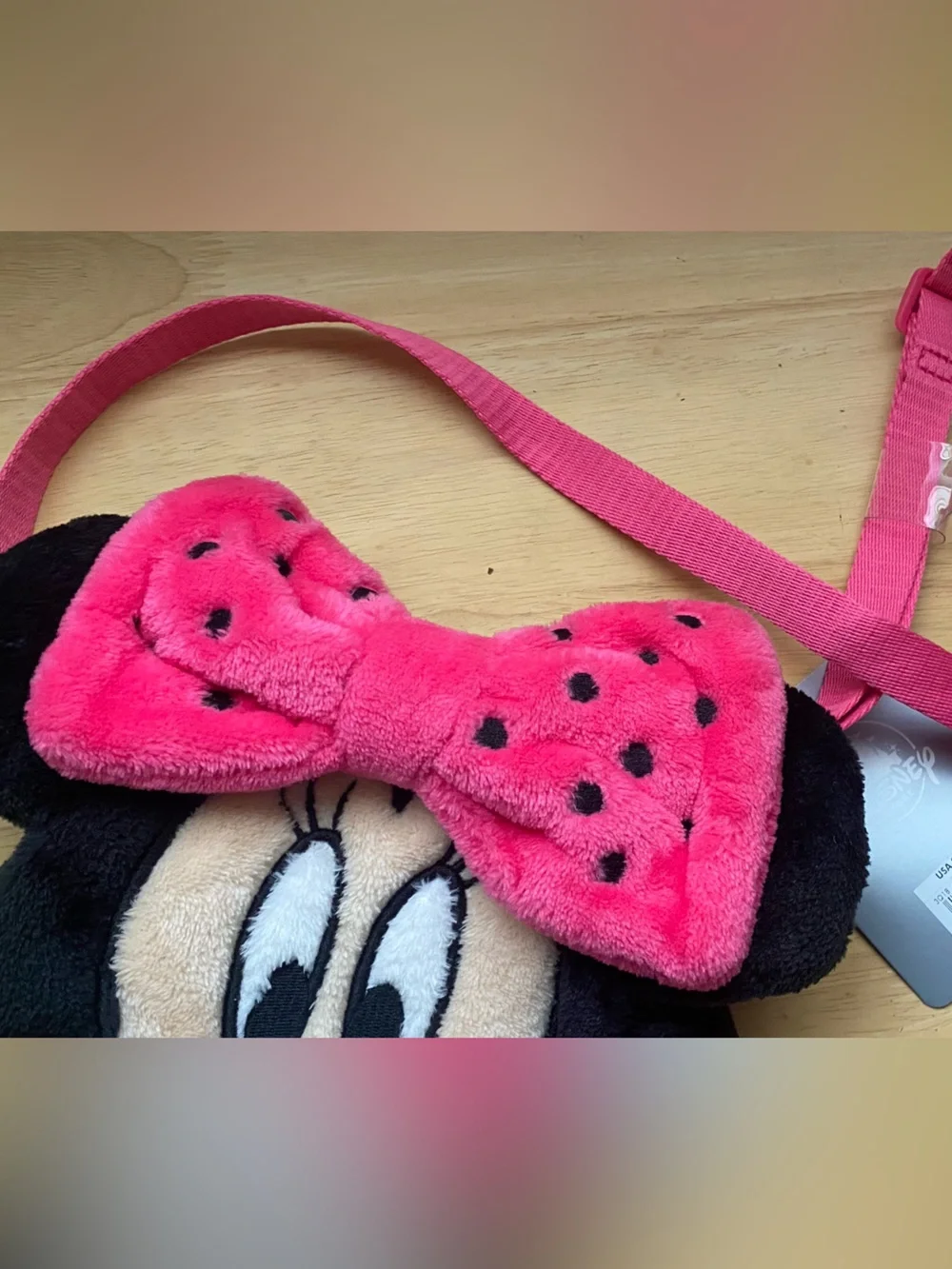 Disney Store Minnie Mouse Girl's Fashion Bag Purse Pink Bow Plush Handbag NEW